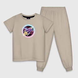 Пижама хлопковая детская SPACE ROCKET, цвет: миндальный