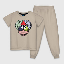 Пижама хлопковая детская Life Universe Everything, цвет: миндальный