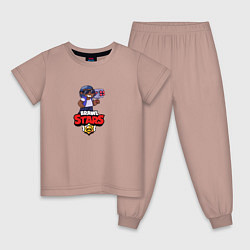 Пижама хлопковая детская BRAWL STARS:БРОК, цвет: пыльно-розовый