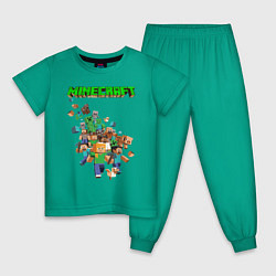 Пижама хлопковая детская Minecraft, цвет: зеленый
