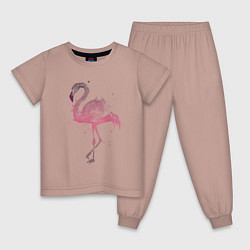Пижама хлопковая детская Flamingo, цвет: пыльно-розовый