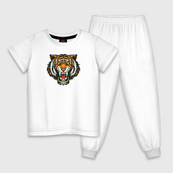 Пижама хлопковая детская Тигр цвета белый — фото 1