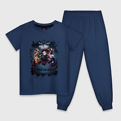 Пижама хлопковая детская KIMETSU NO YAIBA, цвет: тёмно-синий