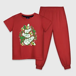 Пижама хлопковая детская Plant Based Vegan Avocado, цвет: красный