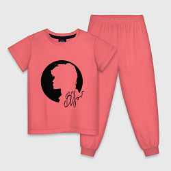 Пижама хлопковая детская Виктор Цой, цвет: коралловый