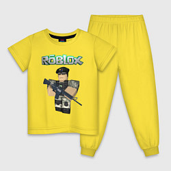 Пижама хлопковая детская Roblox Defender, цвет: желтый