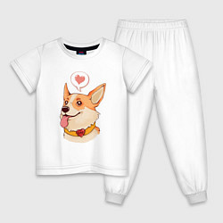Пижама хлопковая детская КОРГИ, цвет: белый