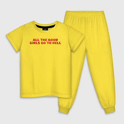 Пижама хлопковая детская BILLIE EILISH RED, цвет: желтый