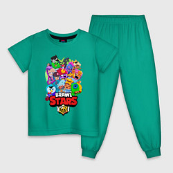 Пижама хлопковая детская BRAWL STARS, цвет: зеленый