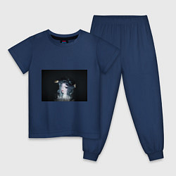 Пижама хлопковая детская BILLIE EILISH, цвет: тёмно-синий