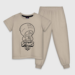 Пижама хлопковая детская Brawl Stars LEON раскраска, цвет: миндальный