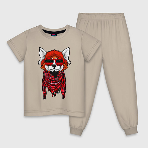 Детская пижама Красная панда / Миндальный – фото 1