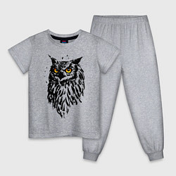 Пижама хлопковая детская Сова, цвет: меланж