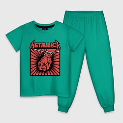 Пижама хлопковая детская Metallica, цвет: зеленый
