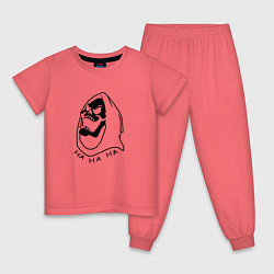 Пижама хлопковая детская Скелетор, цвет: коралловый