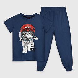 Пижама хлопковая детская Hockey Bro, цвет: тёмно-синий