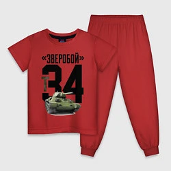 Пижама хлопковая детская Т-34, цвет: красный