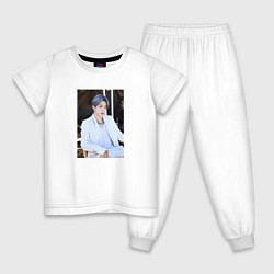 Пижама хлопковая детская BTS, цвет: белый