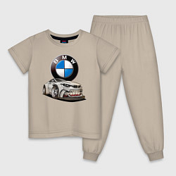 Пижама хлопковая детская BMW оскал, цвет: миндальный