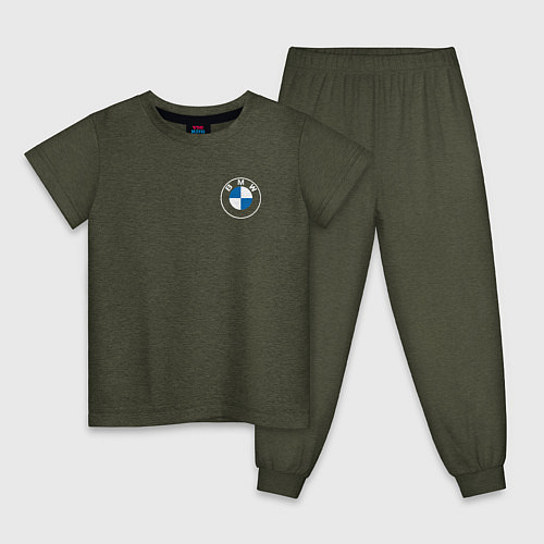 Детская пижама BMW LOGO 2020 / Меланж-хаки – фото 1
