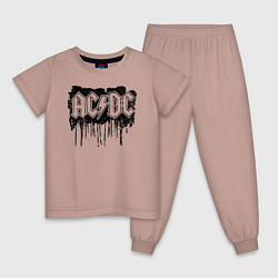 Пижама хлопковая детская ACDC, цвет: пыльно-розовый