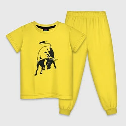 Пижама хлопковая детская Lamborghini спина, цвет: желтый