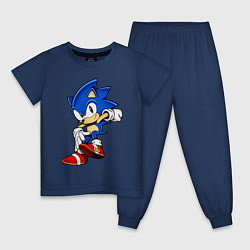 Пижама хлопковая детская SONIC, цвет: тёмно-синий