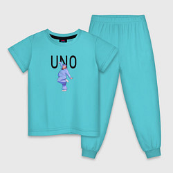Пижама хлопковая детская Little Big: UNO, цвет: бирюзовый