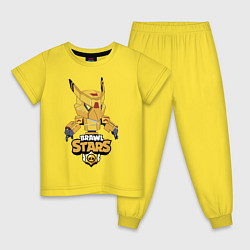 Пижама хлопковая детская Brawl stars mecha crow, цвет: желтый