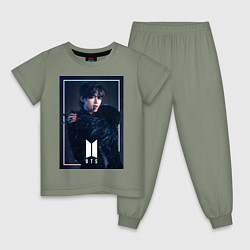 Пижама хлопковая детская BTS Black Swan, цвет: авокадо