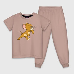 Пижама хлопковая детская Грозный Джерри, цвет: пыльно-розовый