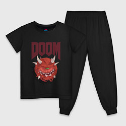 Пижама хлопковая детская DOOM, цвет: черный