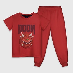 Пижама хлопковая детская DOOM, цвет: красный
