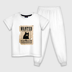 Пижама хлопковая детская Кот, цвет: белый