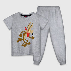 Пижама хлопковая детская Хитрый койот и Дорожный бегун, цвет: меланж