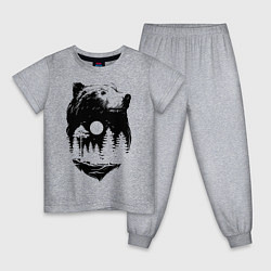 Пижама хлопковая детская Bear, цвет: меланж