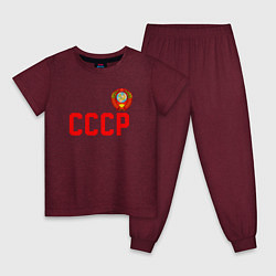Пижама хлопковая детская СССР, цвет: меланж-бордовый