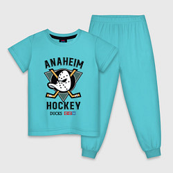 Пижама хлопковая детская ANAHEIM DUCKS, цвет: бирюзовый