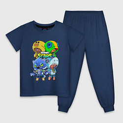 Пижама хлопковая детская Brawl Stars Leon Quattro, цвет: тёмно-синий