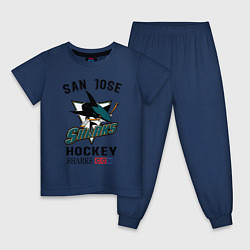 Пижама хлопковая детская SAN JOSE SHARKS, цвет: тёмно-синий