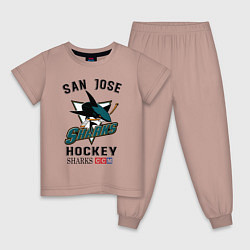 Пижама хлопковая детская SAN JOSE SHARKS, цвет: пыльно-розовый