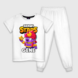 Пижама хлопковая детская BRAWL STARS GENE, цвет: белый