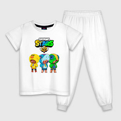 Пижама хлопковая детская BRAWL STARS LEON, цвет: белый