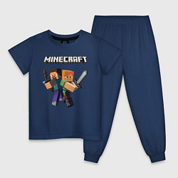 Пижама хлопковая детская MINECRAFT, цвет: тёмно-синий