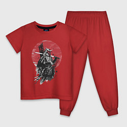 Пижама хлопковая детская Японский самурай, цвет: красный