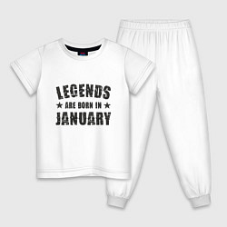 Пижама хлопковая детская Легенды рождаются в январе, цвет: белый
