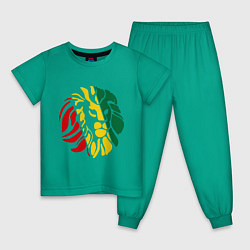 Пижама хлопковая детская Раста лев, цвет: зеленый