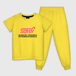 Пижама хлопковая детская SUBARU STI Z, цвет: желтый
