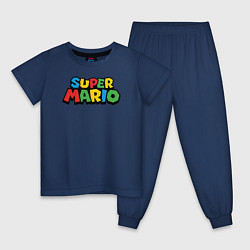Пижама хлопковая детская Super mario, цвет: тёмно-синий