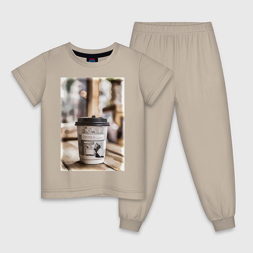 Детская пижама Coffee Pnada / Миндальный – фото 1